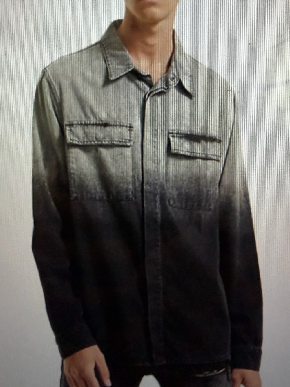 Ksubi Ombre Button-Front Shirt Jacket in Black and Gray